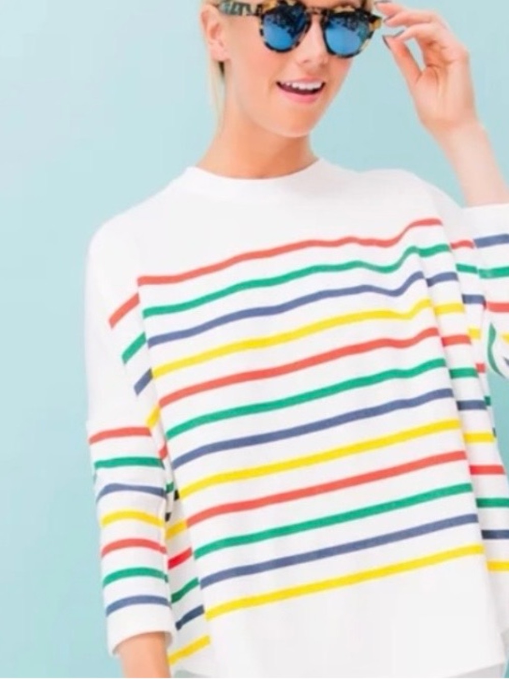 Pomander Place White Stripe Pullover Oversized OS